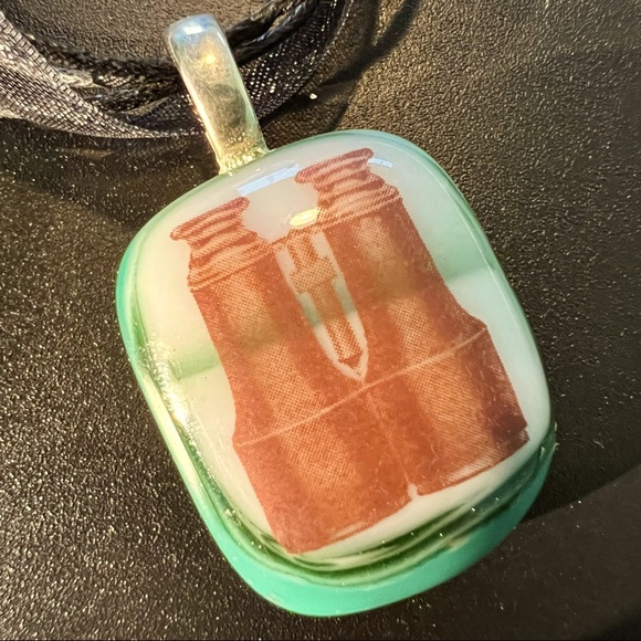 Artisan Jewelry - Binoculars OOAK Necklace Vintage style Art Glass Pendant